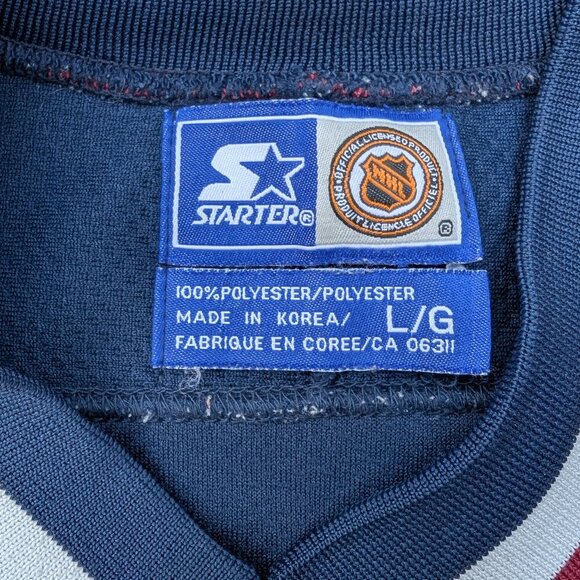 Vintage Starter Vancouver Canucks NHL Hockey Jersey Large L Blue Red White - Picture 7 of 13
